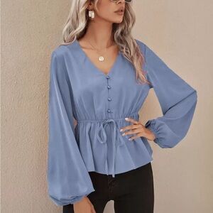 Blue Buttoned Blouse